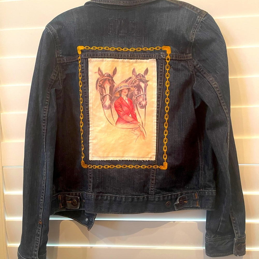 Custom Jean Jacket with Equestrian Detail on Back